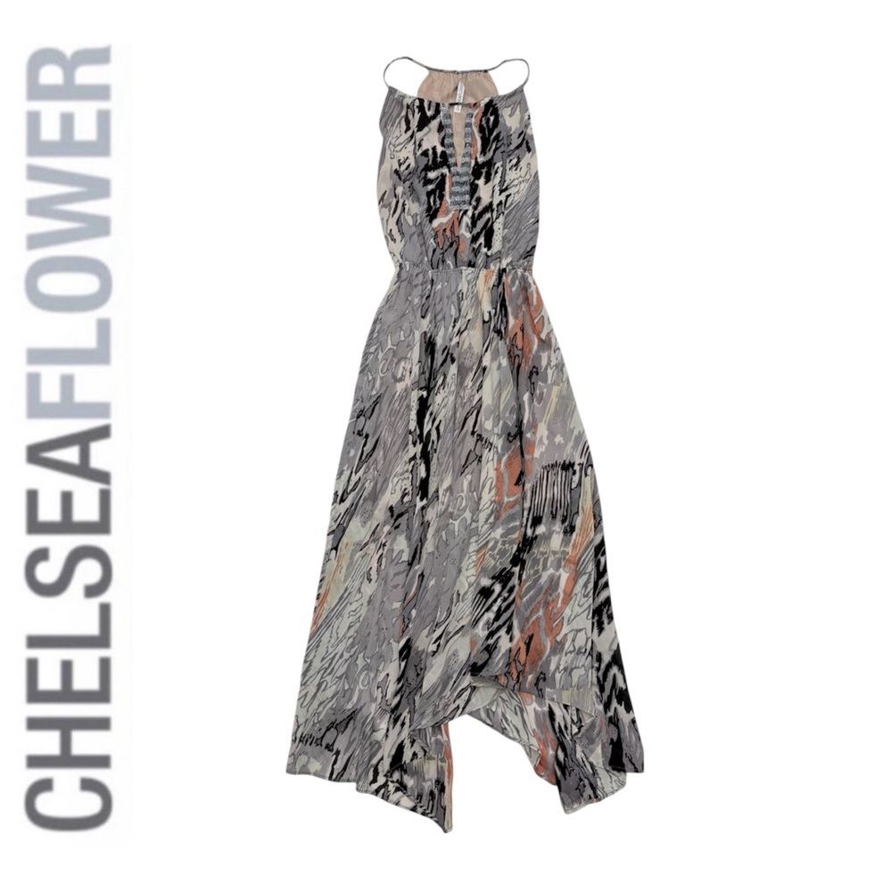 Women's Abstract Print Dress - Black and Gray
